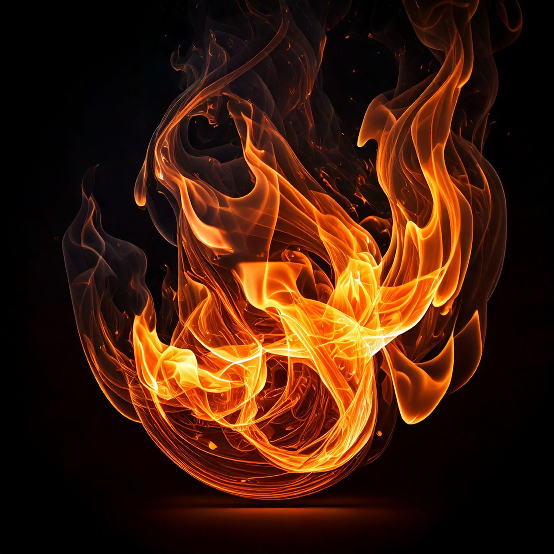 flames on black background