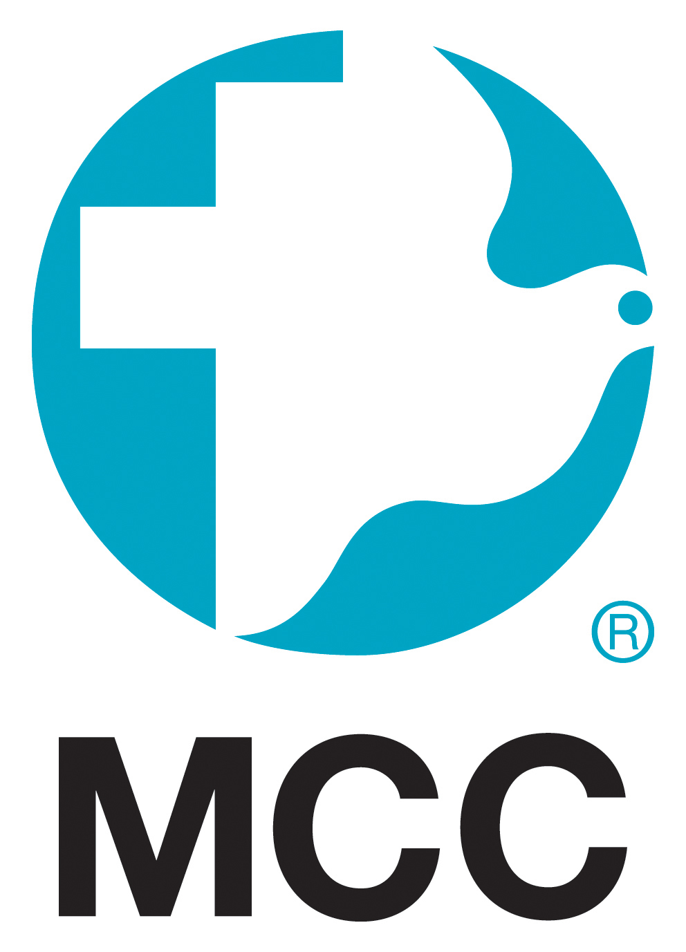 white stylized dove and cross on blue circle logo